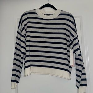 Aqua Sweater Striped Navy and White
